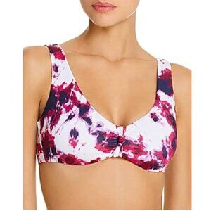 Aqua Womens Printe Knot Front Swim Top Separates Pink XL 4353